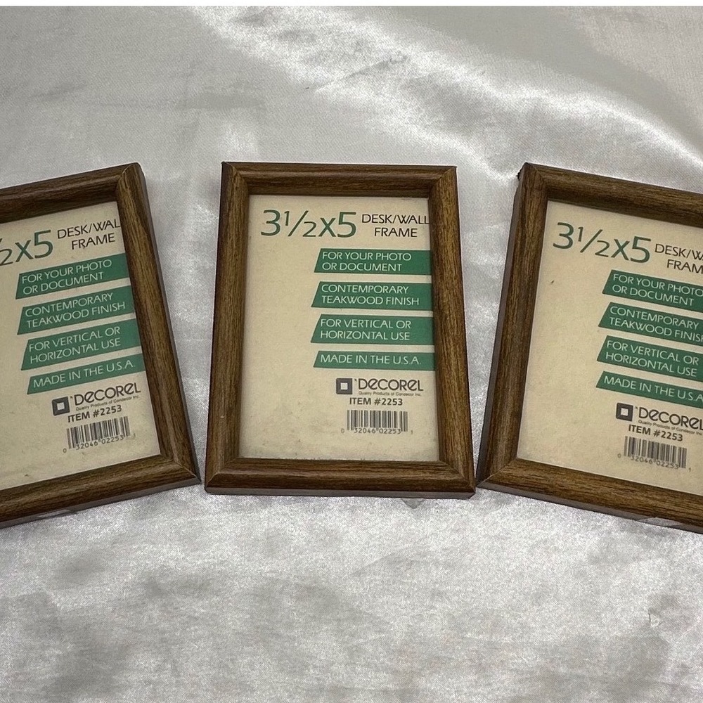 Teakwood Finish Decorel Picture Frames 3.5x5 Brown Good Set of 3‎ Vintage U.S.A